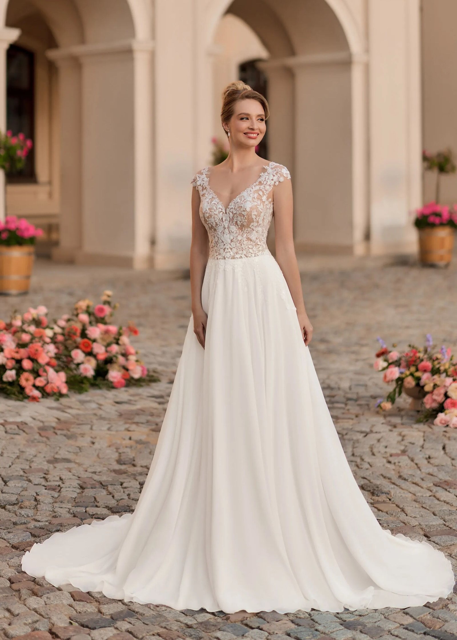 Vestido noiva a-line Monica lorreti (1179)