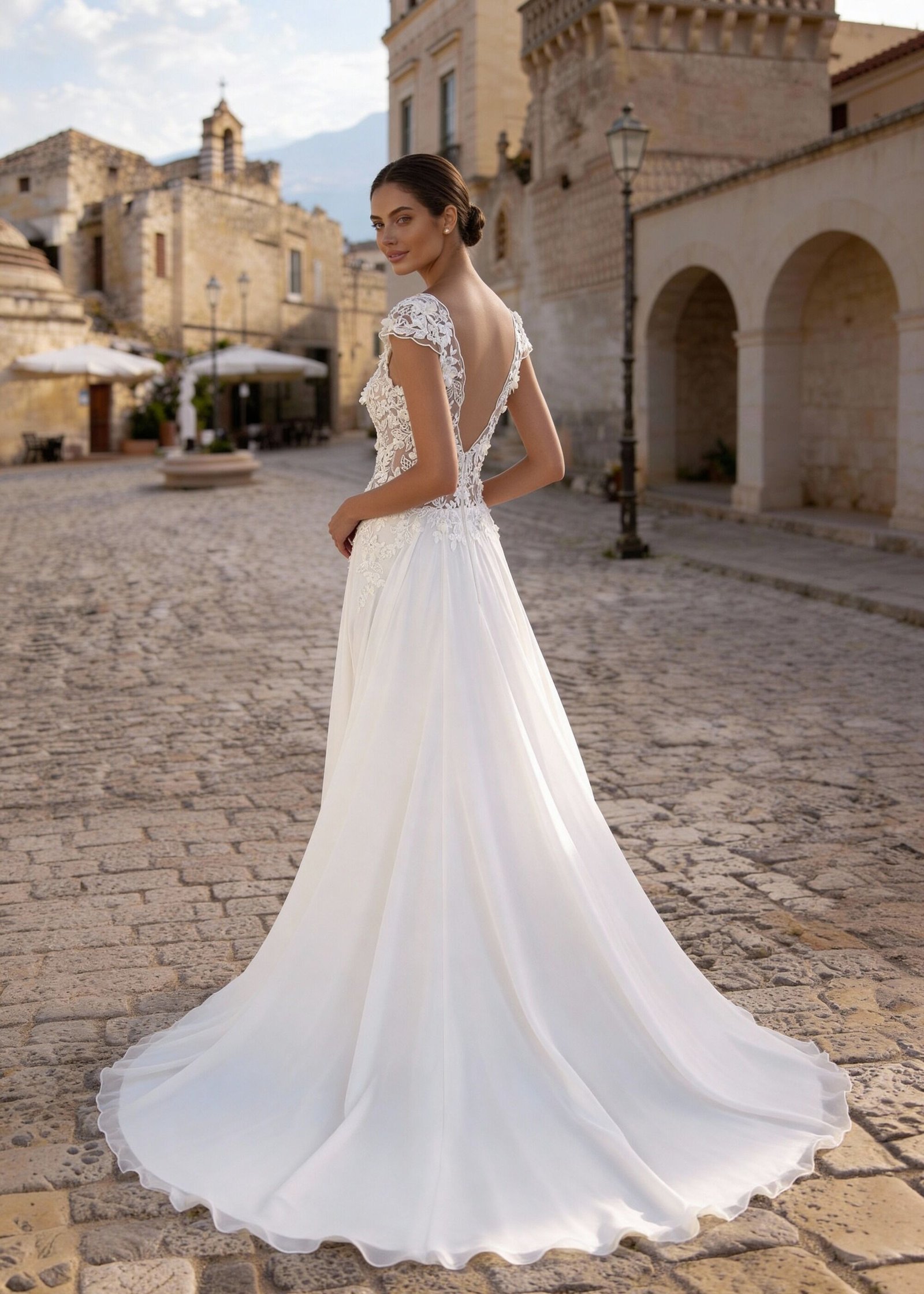 Vestido noiva a-line Monica Lorreti (8419)