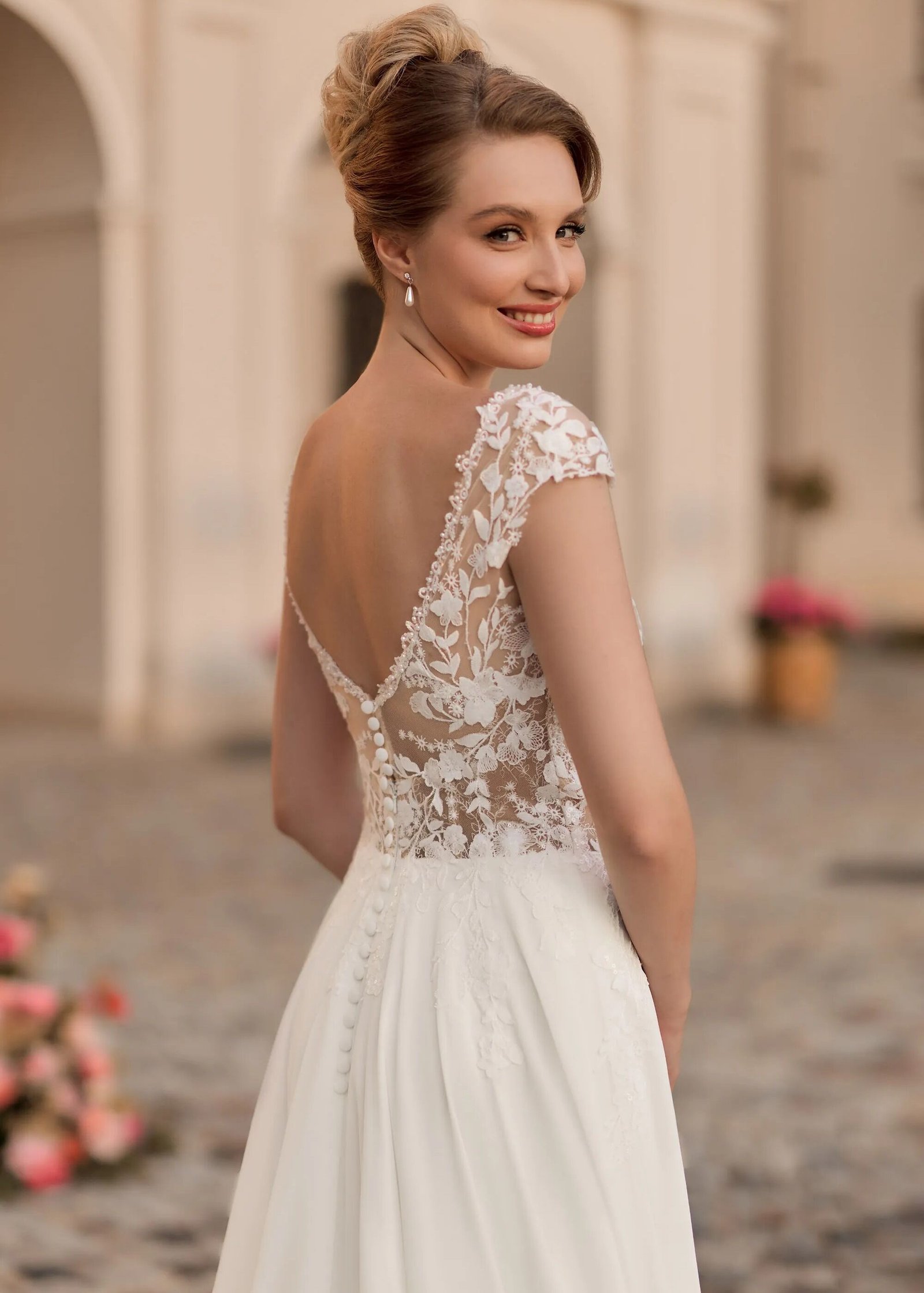 Vestido noiva a-line Monica lorreti (1179)