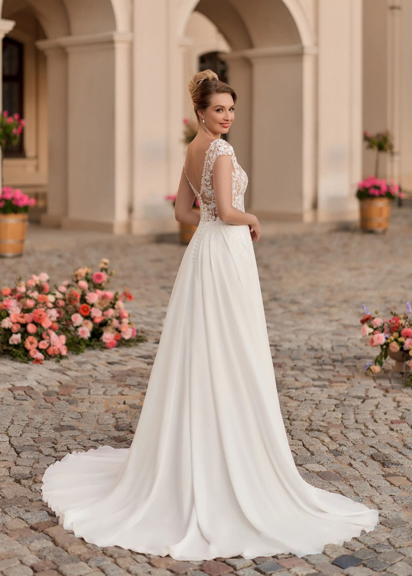 Vestido noiva a-line Monica lorreti (1179)