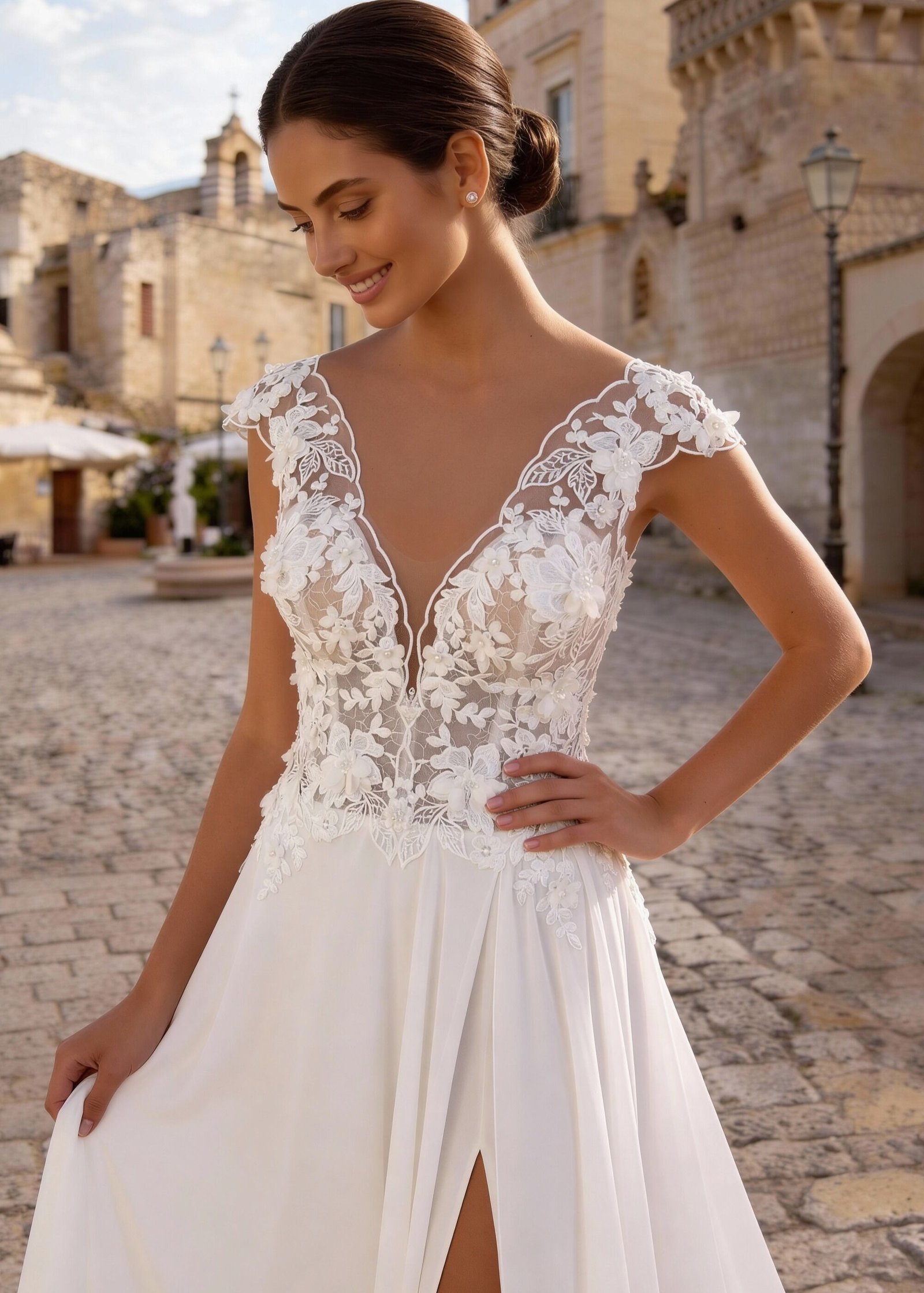 Vestido noiva a-line Monica Lorreti (8419)